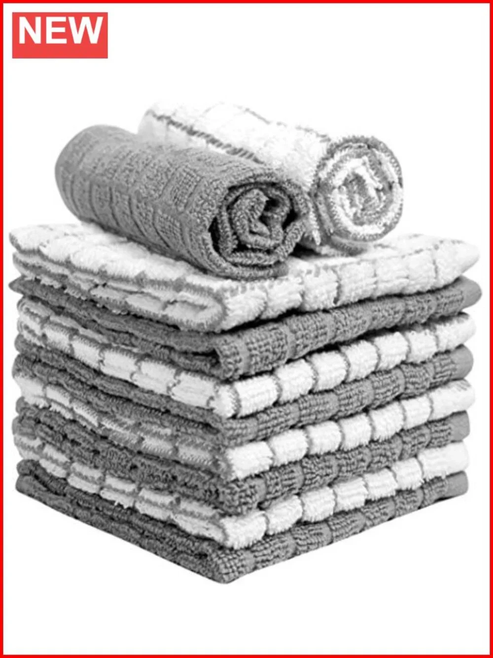 8-Pack 100% Cotton Dish Cloths Kitchen Towels 12x12 Soft Absorbent